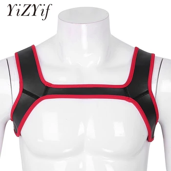 

Mens Harness Belt Neoprene Double Shoulder Wide Straps Harness Belt Muscles Protector Role Play Fancy Club Party Costume Strap