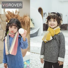 VISROVER/Новинка, 12 цветов, унисекс, детский трикотажный зимний шарф в полоску для мальчиков и девочек, зимние шарфы, детская шаль