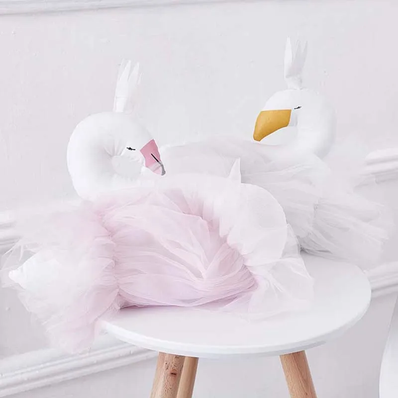 Nordic Swan Cushions Pillow For Kids Room Nursery Decor Plush White Swan Cushions Toy For Nursery Baby Photography Props Decor