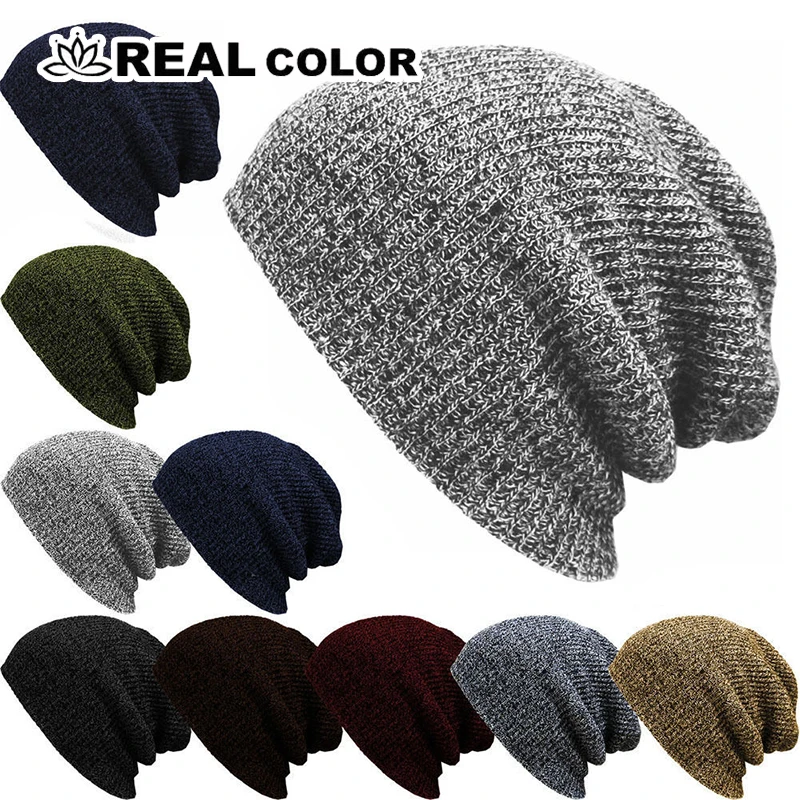 

New Fashion Loose Knitted Hat Beanie Hats Warmth Warm Caps Winter Outdoor Bonnet Skiing Soft Cap Men Women Solid Hip-hop SA-85