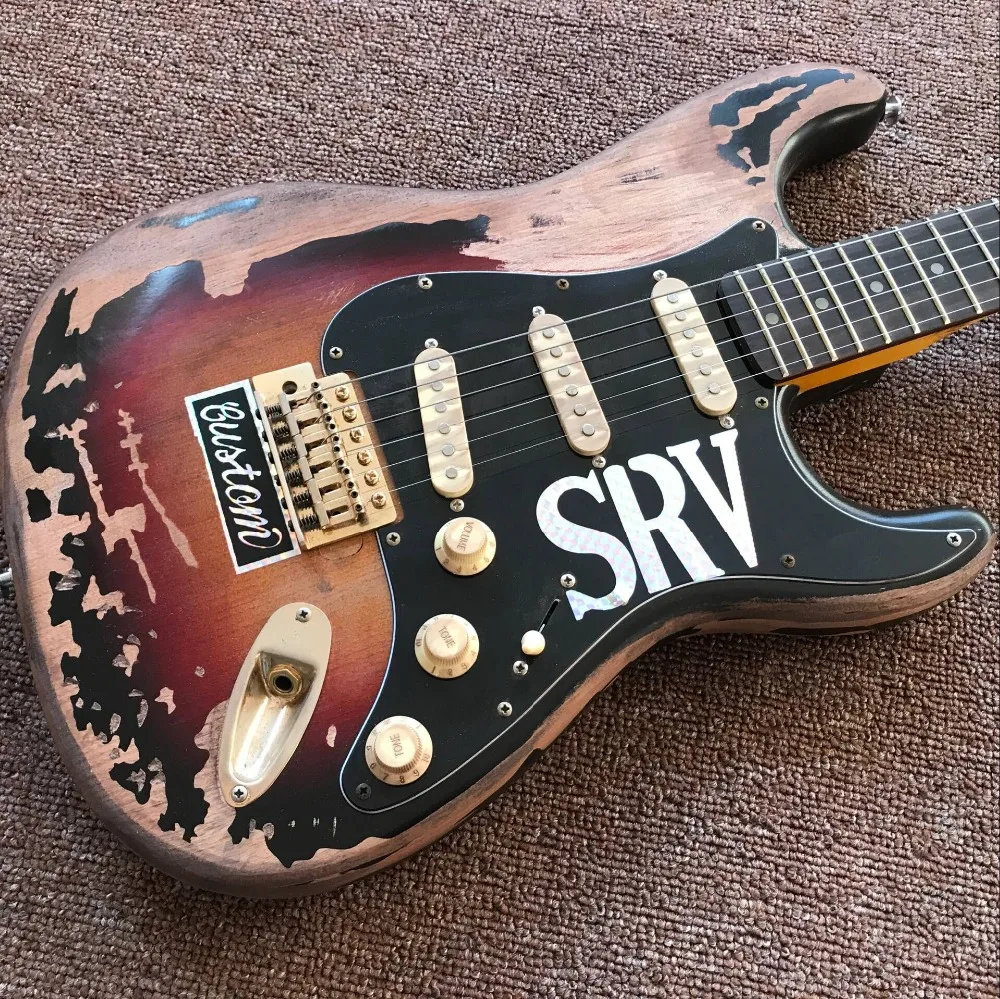 Custom Shop,  SRV Retro relics ST electric guitar,stratocasterr guitarra,handwork 6 Strings gitaar.,289 (1)