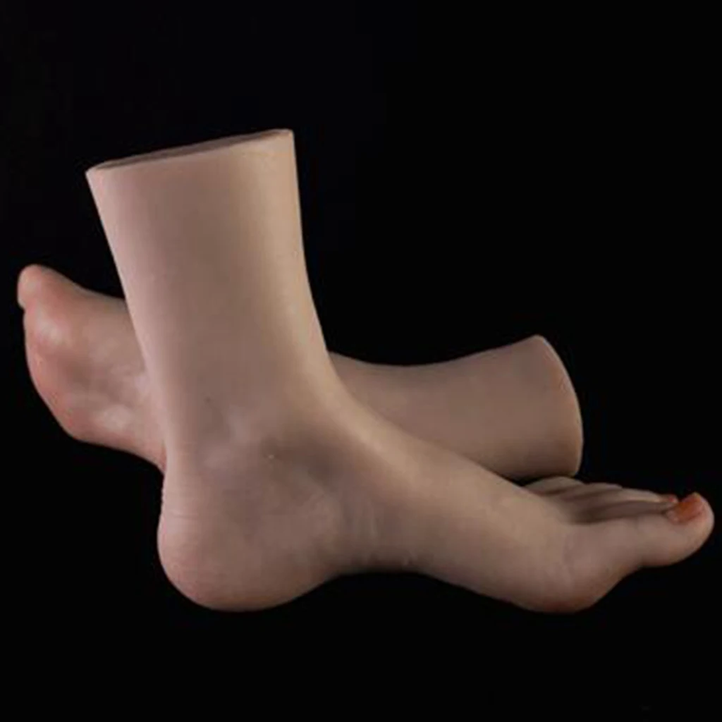 Practice Lifelike Fake Foot Flexible Movable Soft Silicone Realistic Foot for Shoes Sandals Socks Ankle Chain Display Model