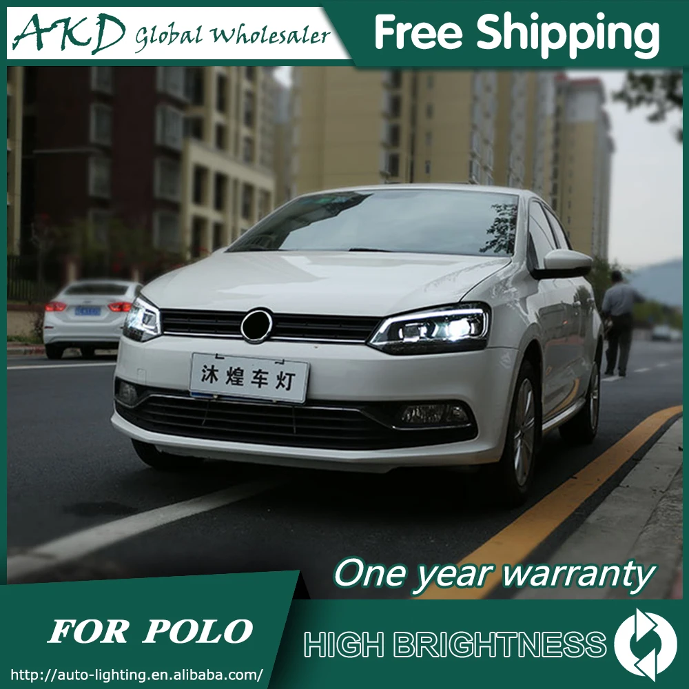 AKD автомобильный Стайлинг для 11-18 VW Polo фары Polo светодиодный фары DRL Биксеноновые линзы Высокий Низкий луч парковка Противотуманные фары аксессуары