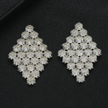 

Siscathy Charm Big Prismatic Statement Earrings For Women Wedding Fashion Jewelry Making Cubic Zironia Exaggerated Stud Earrings