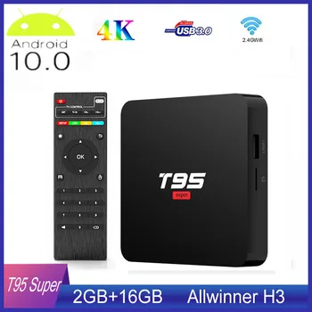 

T95 Super Android 10 Smart TV Box Allwinner H3 GPU G31 2GB Ram 16GB WiFi Wireless 4K HD Youtube Google Store Media Player