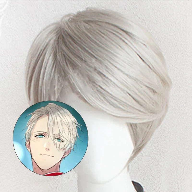 Yuri! На льду Viktor Nikiforov парик Victor Косплей парики + шапка|Костюмы аниме| |