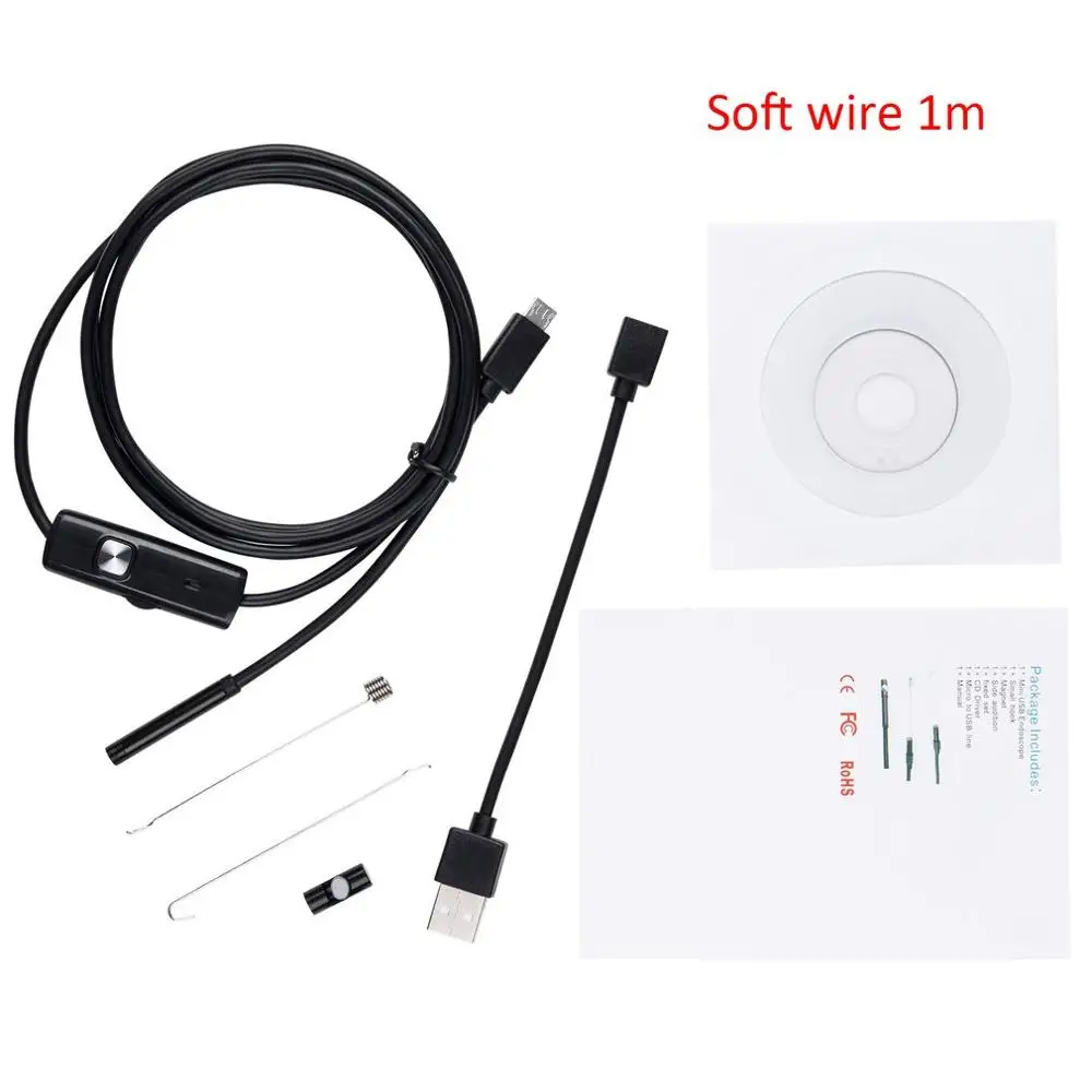 

5.5mm Lens Endoscope HD USB Snake Endoscope Waterproof Inspection Pipe Camera Borescope For Android Phone PC