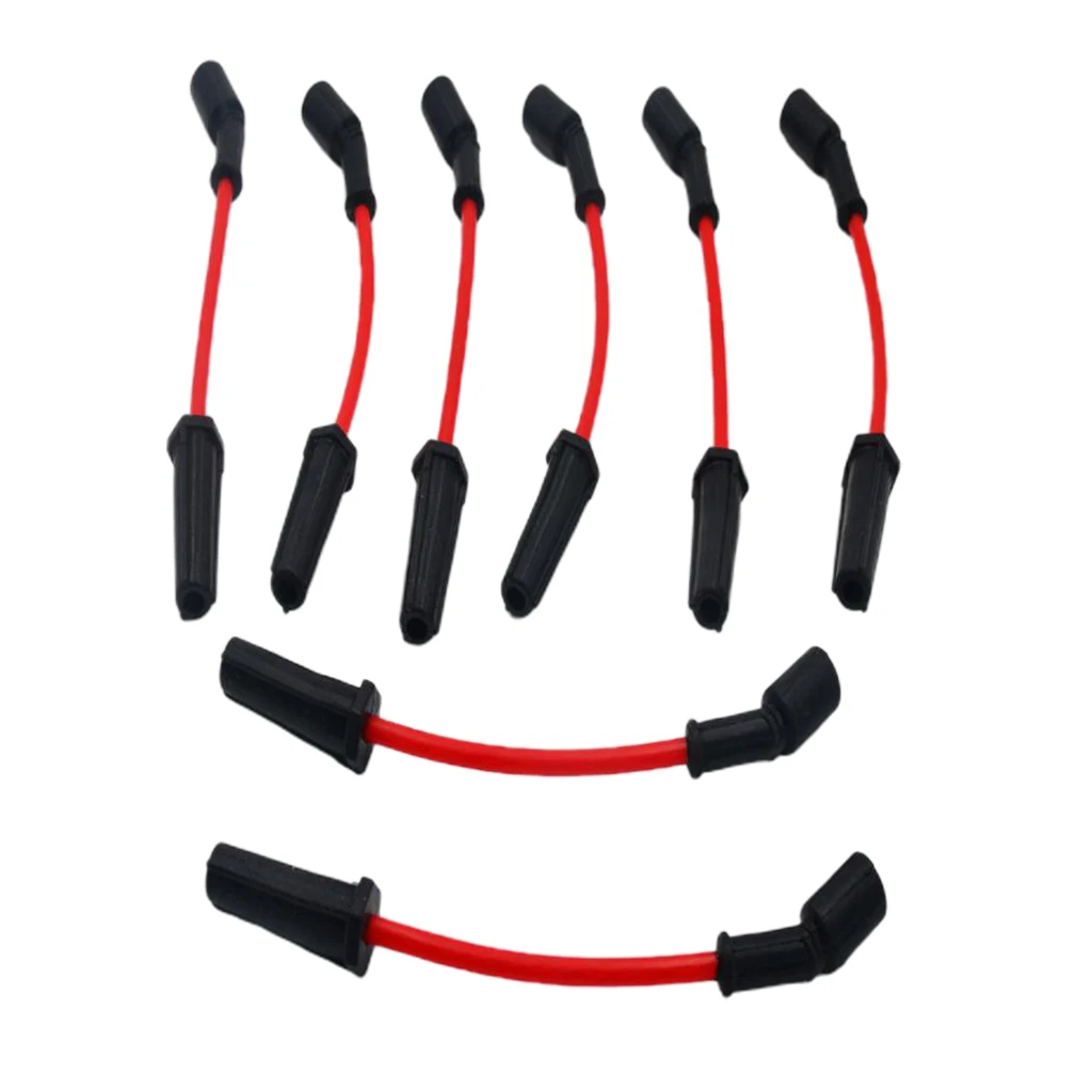 8 Pieces Ignition Spark Plug Wire Set Red for Chevrolet LS1 LS2 LS4 Car Auto