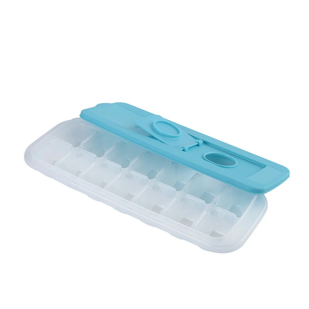 14 Grid Ices Cubes Tray Maker with Removable Lid Cocktails Whiskey Square