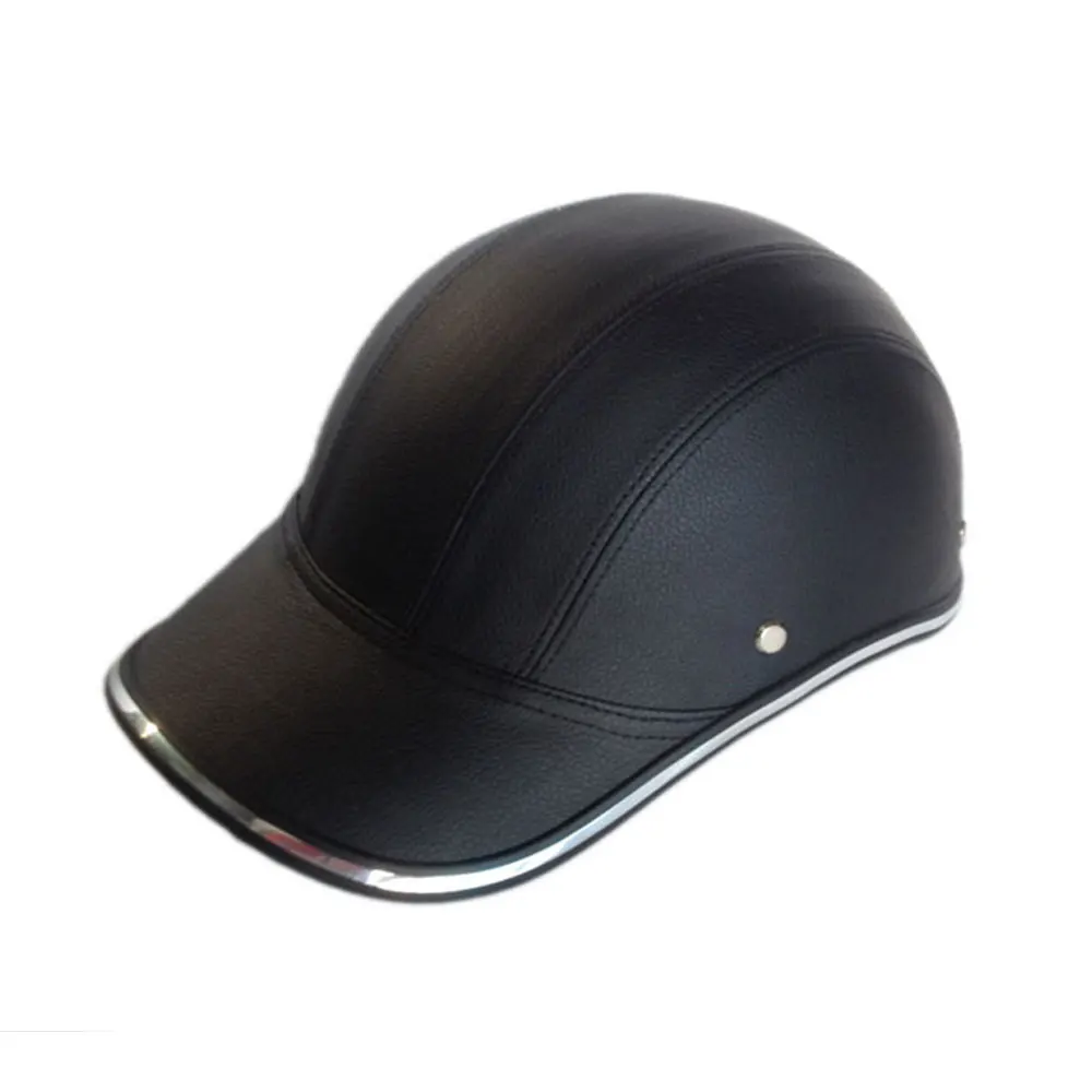 Регулируемый мотоциклетный велосипедный шлем бейсболка для улицы безопасность Половина открытый лицо ABS+ PU защитный - Цвет: Black