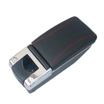 

Universal Car Central Container Armrest Box PU Leather Auto Car-Styling Central Store Content Box Cup Holder Accessories Black R