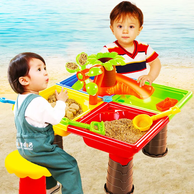

Children's beach table Baby playing sand dredging tools Kids playing sand toys Outdoor puzzle parent-child activities set gifts