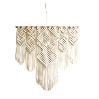 

Macrame Bohemian Tapestry Wall Hanging Chic Geometric Art Handicrafts Woven Tapestry for Living Room Decoration