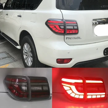 

Car flashing 1Pair Tail lights For Nissan Patrol Tail Lamp 2012-2019 Led Taillight Rear Lamp Parking Reverse Signal Brake