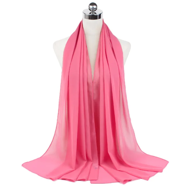 High Quality Good Stitching Stitch Plain Premium Heavy Chiffon Hijab Scarf Malaysian Women's Scarves Hijabs Long Shawl Shawls 45