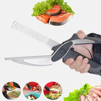 

2in1 Stainless Steel Kitchen Scissors Cutting Board Chef Knife Chopper Clever Vegetable Multifunctional Cutter Kitchen Knife