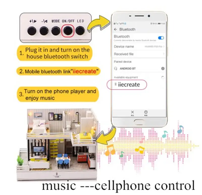 С Bluetooth динамиком diy Кукольный дом деревянные кукольные домики кухня миниатюрный кукольный домик kast комплект мебели