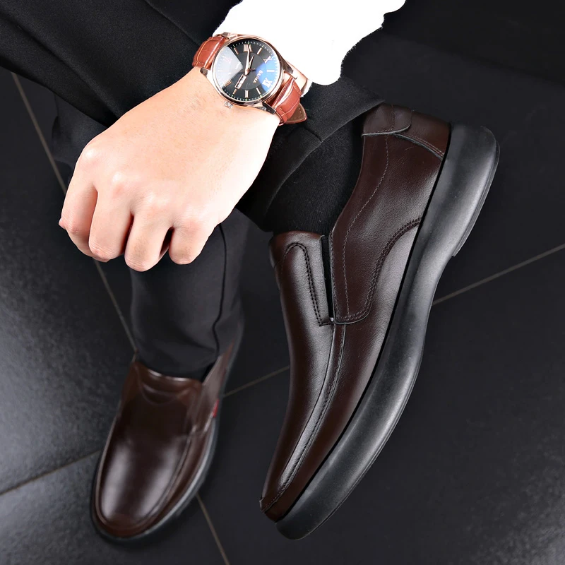 2024 Men's Genuine Leather+Microfiber Leathe shoes 38-47 Soft Anti-slip Rubber Loafers Man Casual Leather Shoes 6