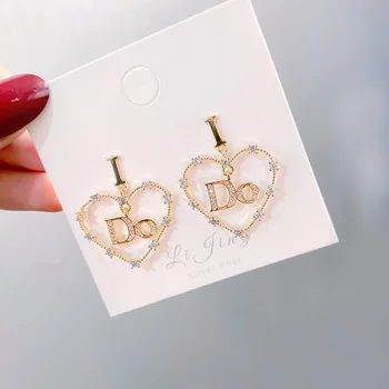 

AENSOA Fashion Crystal Heart Drop Earrings For Women 2020 Copper Alloy Statement Earrings Party Jewelry INS Summer