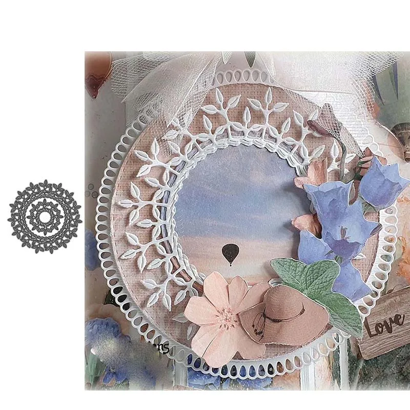 JC металлический Трафаретный вырубной штамп для Скрапбукинг листья круг гирлянда