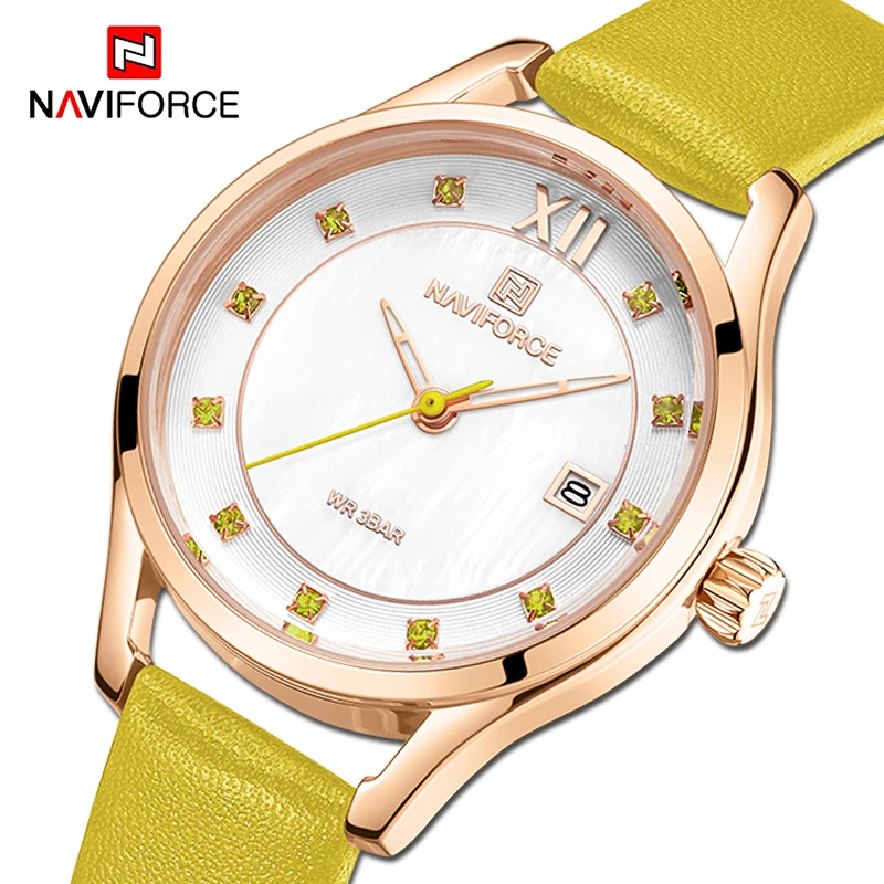 Новые женские часы NAVIFORCE модные роскошные стразы синие кварцевые