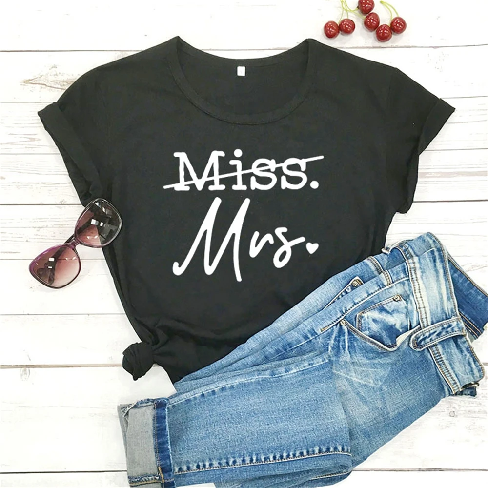 miss to mrs. new collection of women funny casual cats t-shirt bride to gift just married shirt bridal shower gift