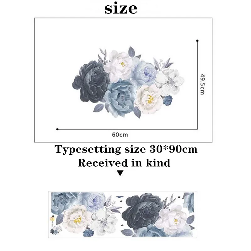 1Pcs Peony Flowers Rich Flower Group Wall Stickers For LivingRoom Sofa Self-Adhesive Painting Home Decoration Wall Decal 30*90CM
