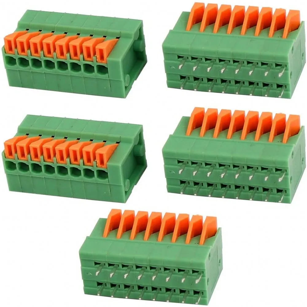 10pcs 5p Cermant 10 pcs 5 Pin 5.08mm Pitch Pluggable PCB Angle Screw Terminal Block Plug Connector Socket Panel Mount DIY 