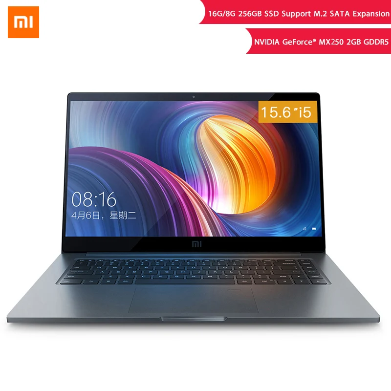 Ноутбук Xiaomi Pro 15,6 ''Intel Core i5 8GB i7 16GB ноутбук MX250 2GB GDDR5 Распознавание отпечатков пальцев 256G/512G Компьютер