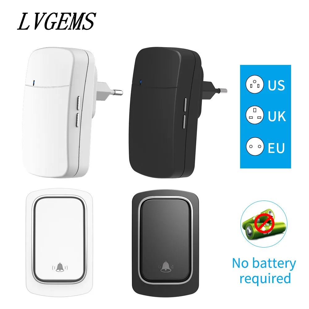 Wireless Doorbell Wireless Door bell US EU UK Plug Self-Powered Waterproof 150M Distance 32 Songs Home Welcome Chimes