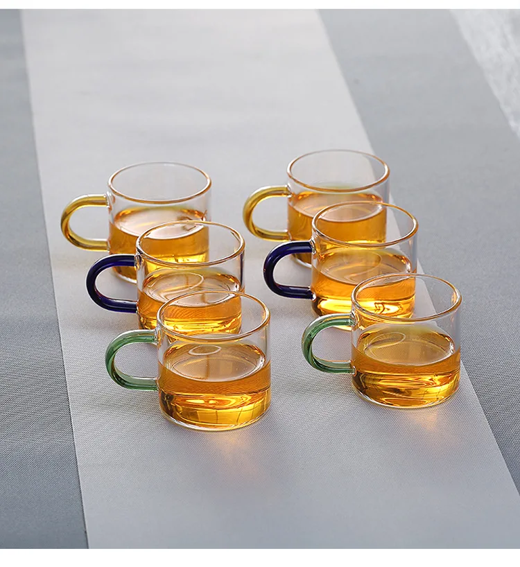 Borosilicate High-temperature Resistant Glass Small Teacup Color to with Handle Heat-resistant Glass Cup Teacup Transparent Kung
