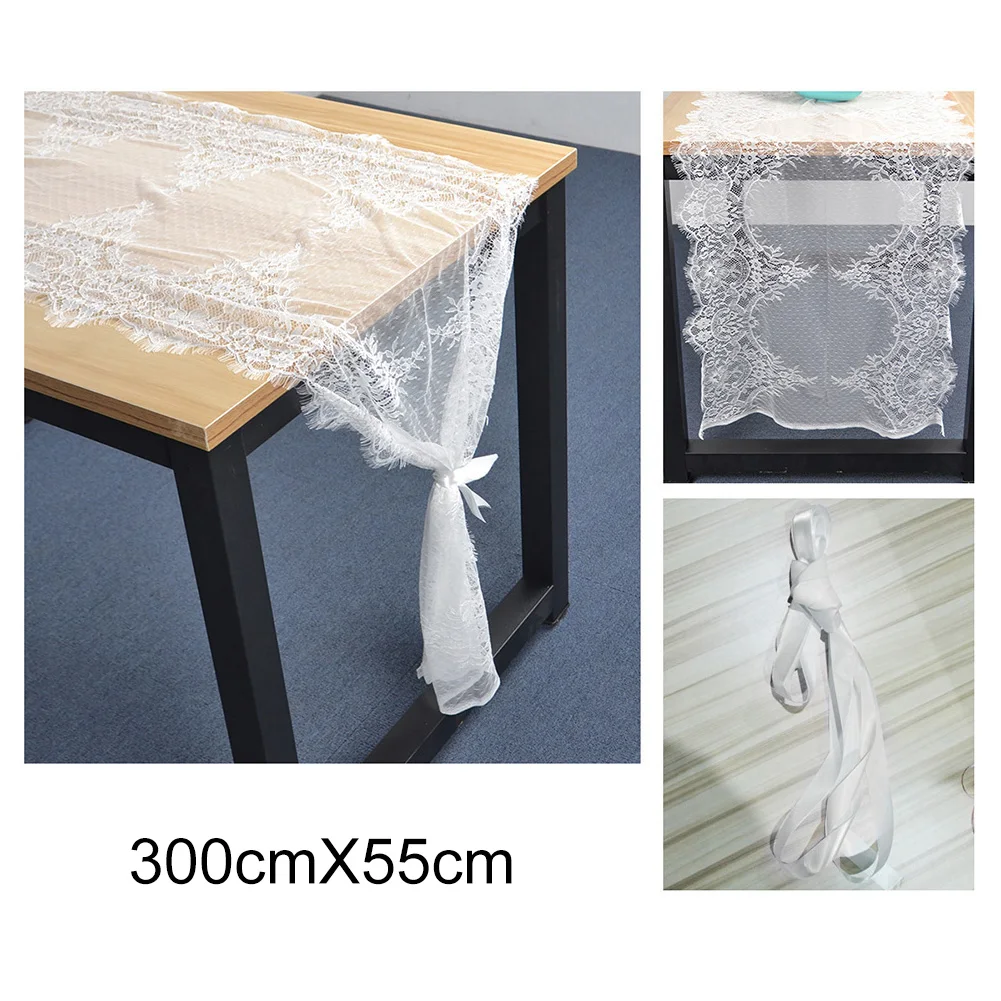 55x300 см прямоугольная кружевная скатерть с цветочным рисунком, домашний стол, стул для шкафа, декор для свадебной вечеринки