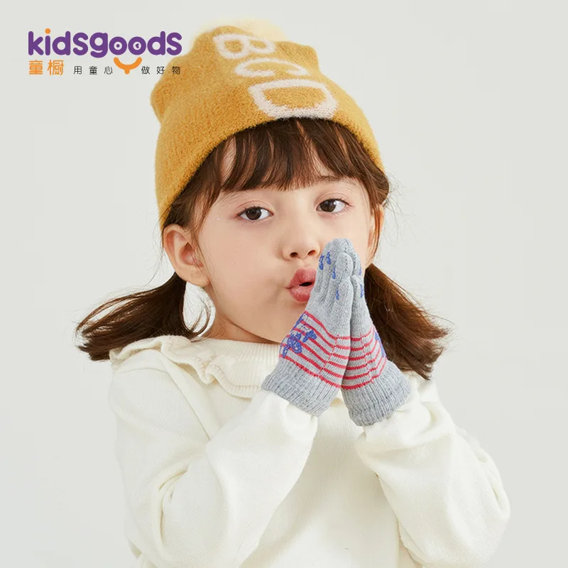 

2019 New Style 3-6-Year-Old Children Yarn Knitted Gloves CHILDREN'S Cute Printed Autumn And Winter Fingers Warm Gloves