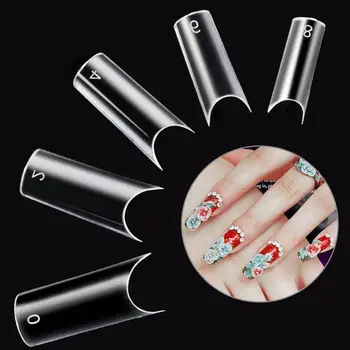 

550pcs Extra Long Straight Square Tips C Curve Half Cover False Nails French Acrylic Salon Art Gel UV Fake Tip