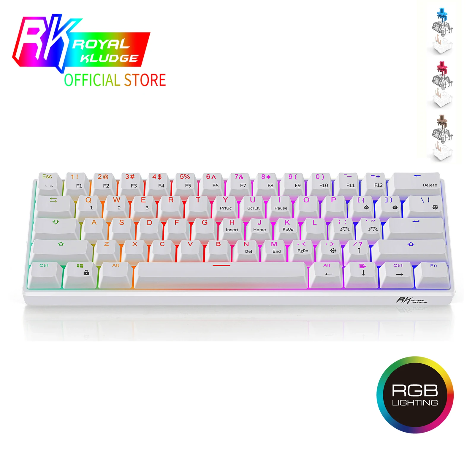 

RK61 Mechanical Gaming Keyboard TKL 61 Keys Wireless Bluetooth 60% RGB Blue Brown Red Switch KeycapsPBT Pudding Keycap Keyboard