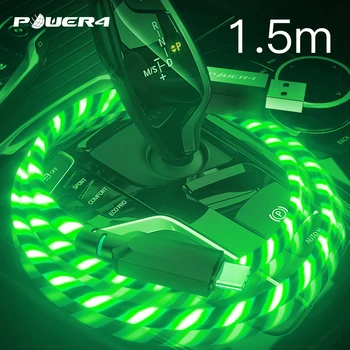 

Power4 1.5m Led USB Cables For iPhone Micro-USB Type C Mobile Phones Fast Charger Cable Luminous For iPhone 6 7 8 redmi samsung