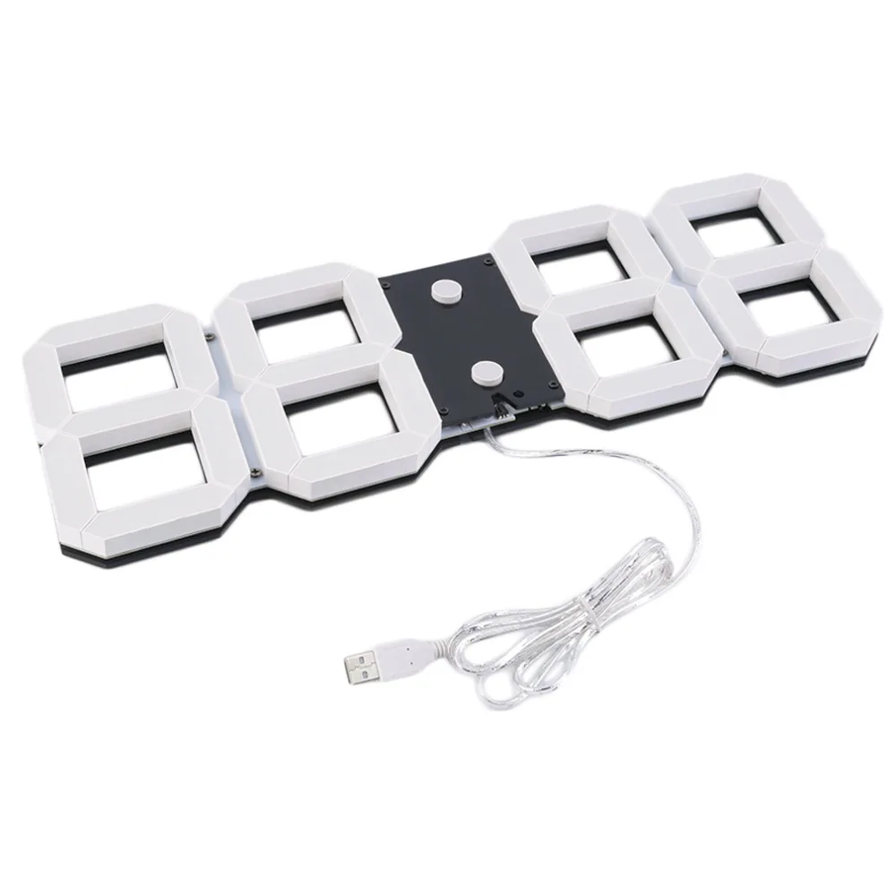 

New 1Pc Large 3D Modern Digital LED Wall Clock 24/12 Hour Display Timer Alarm