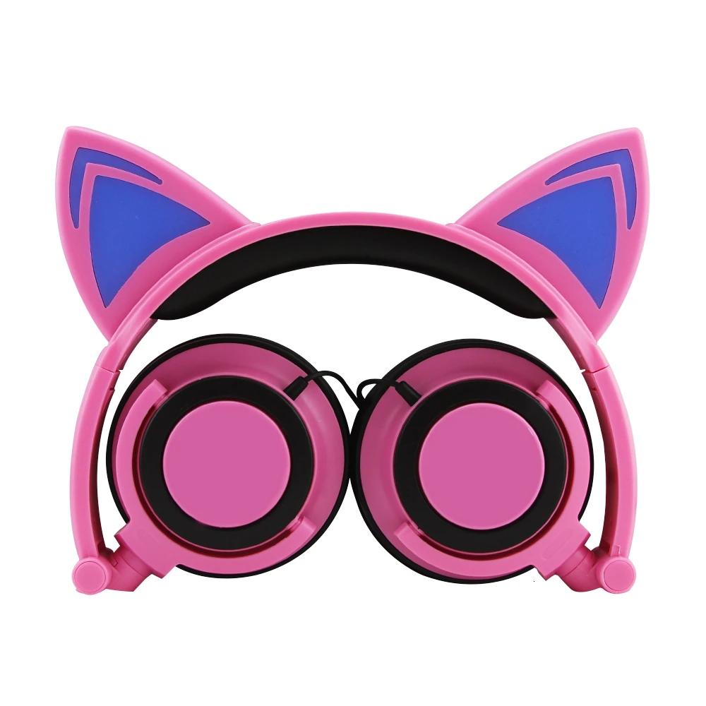 CHYI Cat Ear Wired Sport Headphones Professional Foldable Gaming Headset LED Light Earphones Cute Gift Headphone For Kids Girls