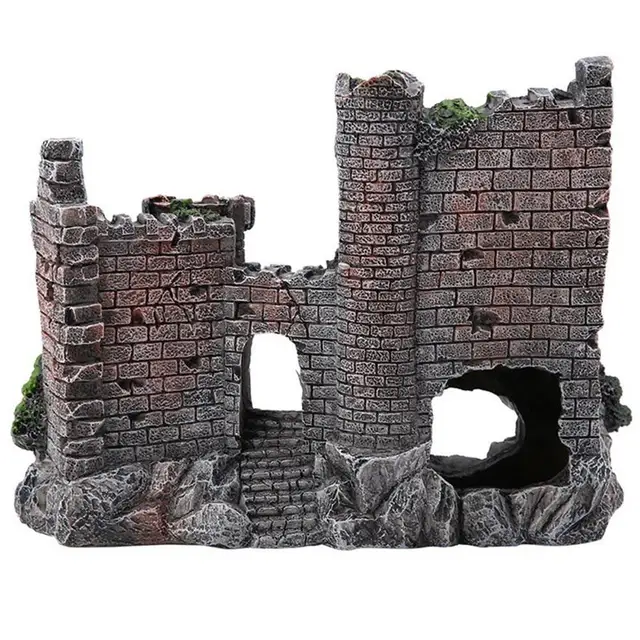 Aquarium Ancient Castle Decoration Resin Artificial Building Rocks Cave For Aquarium Fish TankS Landscaping Ornament Decor 6