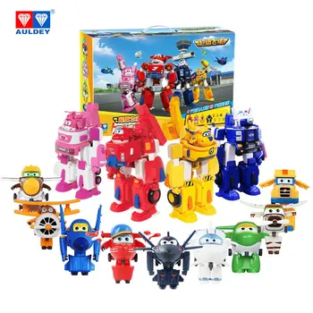 

AULDEY Super Wings 13pcs Transforming Jet JETT DIZZY DONNIE PAUL Deformation Action Figure Toys Original Toy Set Gift for Kids