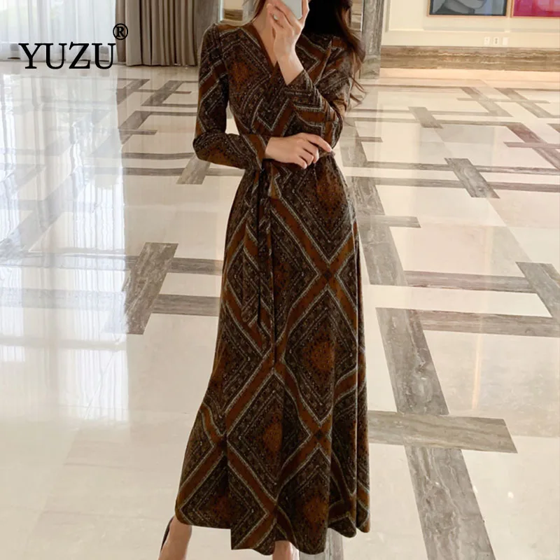 

Warp Dress Vintage Rennaisance Floral Printed Maxi New Year Eve Dress V Neck Long Sleeve Bow Lacing Elegant Autumn Dresses
