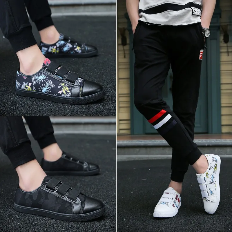 

2019 Summer Korean-style New Style Trend Low Top Sneakers Printed Camouflage MEN'S SHOES mo shu tie kou Canvas Shoes Casual Shoe