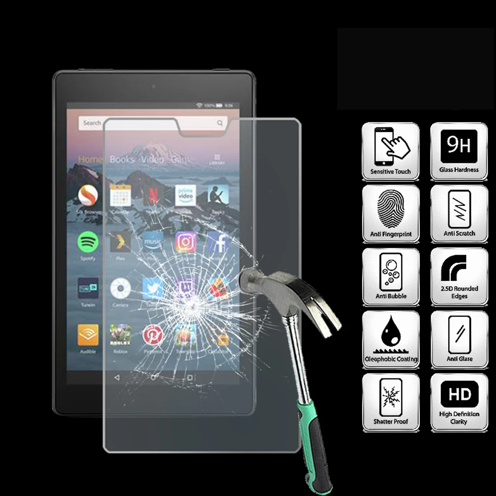 

For Amazon Fire HD 8 (2018) alexa Tablet Ultra Clear Tempered Glass Screen Protector Anti-friction Proective Film