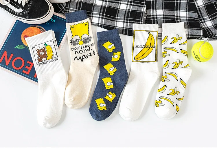 Осень-зима, милые женские Носки с рисунком банана, Японский Корейский стиль, забавные хлопковые носки для женщин 092401