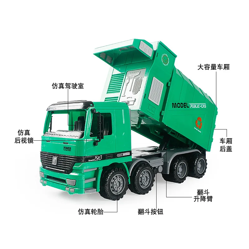 

Xiong yuan 9998-17 Inertia Clean Car Toy Sanitation Trucks Garbage Car Garbage Compartmental Toy Car with 3 Garbage Can