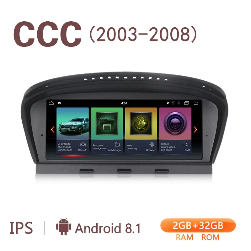 ID7 Android 7,1 Автомобильный gps Navi для BMW 5 серии E60 E61 E63 E64 для BMW 3 серии E90 E91 CCC CIC автомобильный аудио радио iDrive SWC 2+ 32G - Цвет: Android8.1 6Core CCC