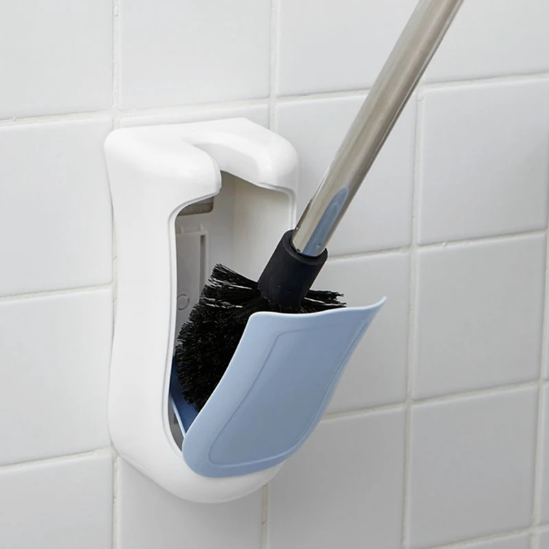 Portable Wall-Mounted Toilet Brush Set with Base Toilet Cleaning Long Handle Bathroom Brush for Toilet Bathroom
