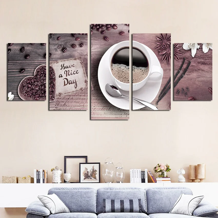 

Coffee Shop Decoration Canvas Painting Poster Hd Printing Five Pcs Exquisite Life Wall Art for Coffee Shop Home Decoration