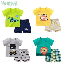 

Summer Infant Baby Boy Clothes Children Clothing Set for Girls Kid T-Shirt Tops Shorts 2PCS Outfit Cotton Cartoon Casual Clothes