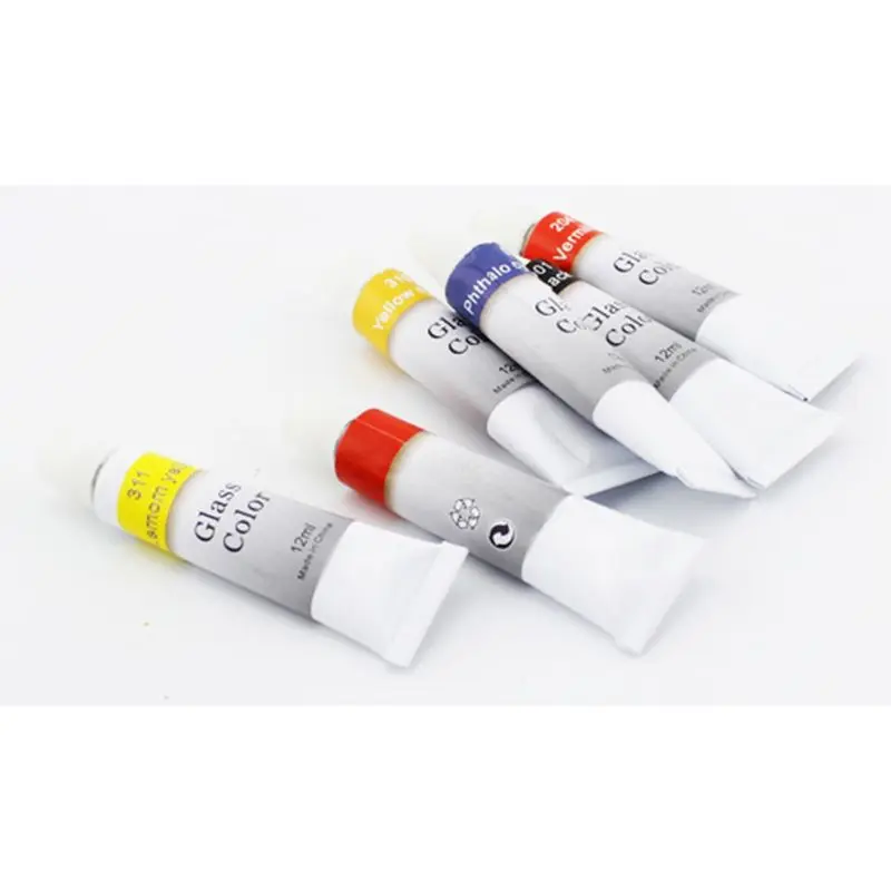 12ml 12 Color Glass Paint Acrylic Hand Painted Pigments Drawing Tubes Art Supply